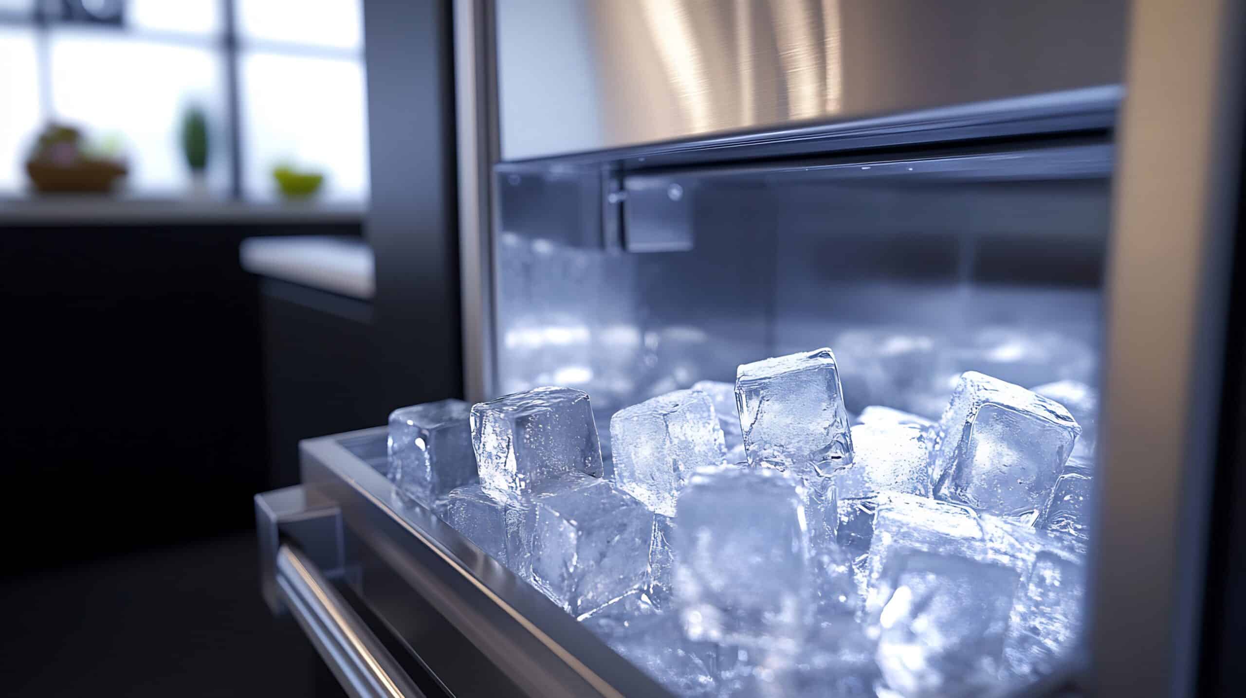 Ice cubes produced by a refrigerator's ice maker