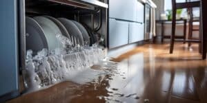 Frigidaire dishwasher not draining with water pooling on the kitchen floor