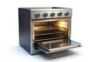 Open oven interior showing racks, relevant to uneven oven heating